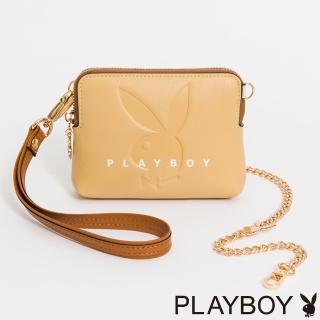 【PLAYBOY】零錢包附鏈帶與手挽帶 Retro sweetheart系列(黃色)