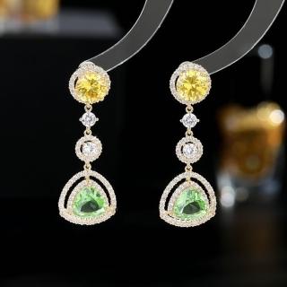 【巴黎精品】現貨+預購 鋯石耳環925純銀耳針(幾何三角形長款生日母親節禮物女飾品4色p1bk53)