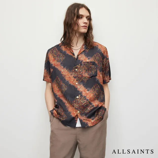 【ALLSAINTS】ZIPO 人造絲復古印花夏威夷短袖襯衫 MS193Y(舒適版型)