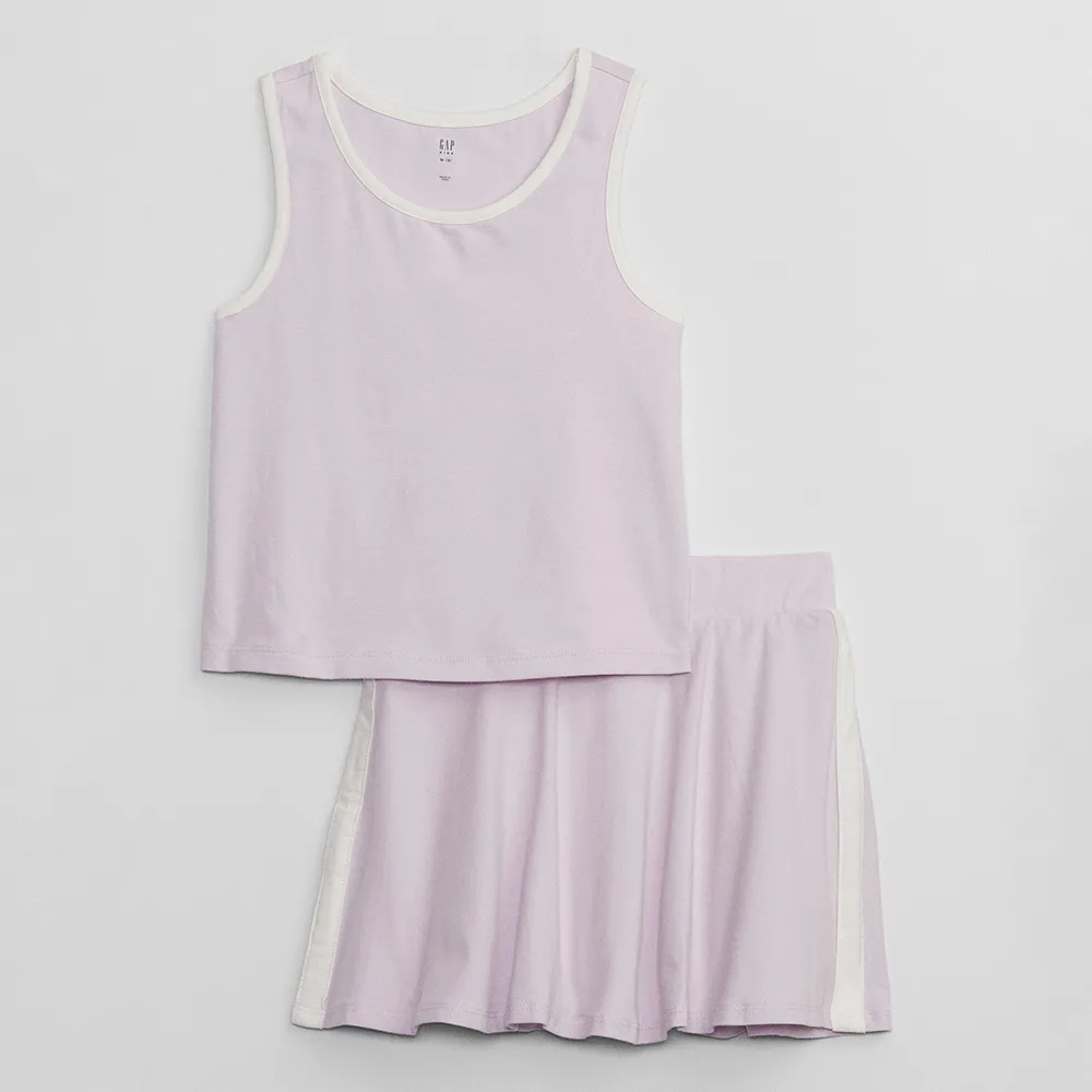 【GAP】女童裝 背心短裙家居套裝-紫色(671899)