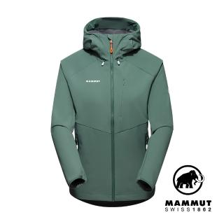【Mammut 長毛象官方直營】Ultimate Comfort SO Hooded W 經典軟殼連帽外套 深玉石綠 女款 #1011-01960