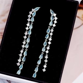 【巴黎精品】現貨+預購 鋯石耳環925純銀耳針(長款水滴流蘇生日母親節禮物女飾品3色p1bk7)