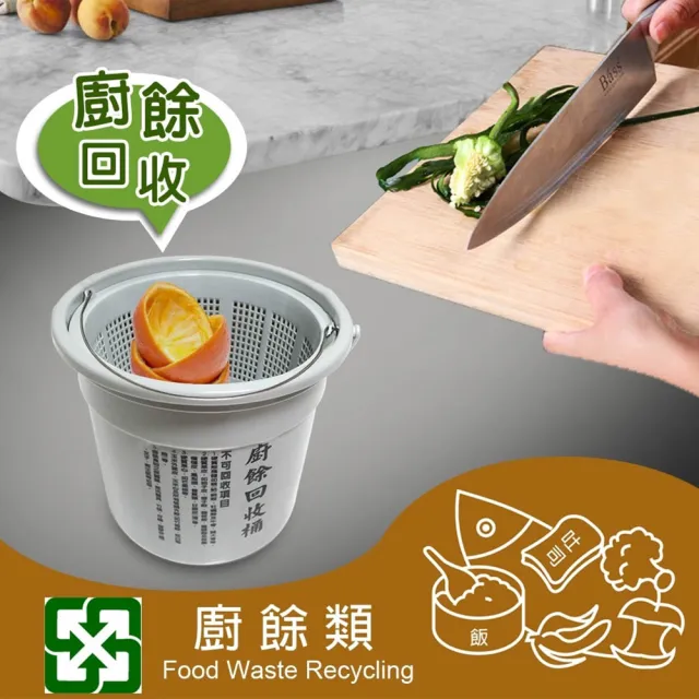 【金德恩】12公升 廚餘回收桶 一組(12L 菜渣廚餘回收桶 廚餘桶 廚房收納桶)