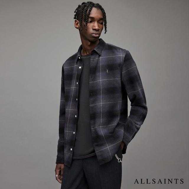 【ALLSAINTS】GALLO 純棉舒適格紋公羊頭骨長袖襯衫(舒適版型)