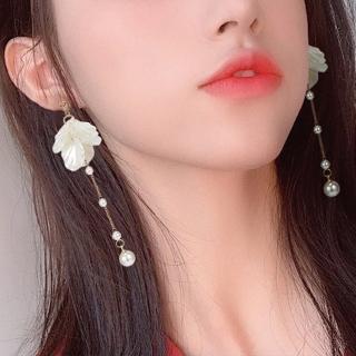 【BBHONEY】漫步沙灘 ‧ 貝殼花珍珠流蘇耳環(925銀針)