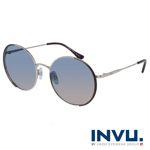 【INVU】瑞士俏皮經典圓框偏光太陽眼鏡(銀色 B1019B)