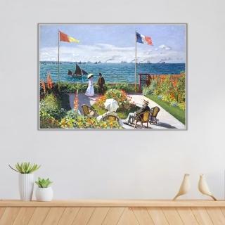 《聖阿德雷斯花園陽臺》莫內Monet．印象派畫家 世界名畫 經典名畫 風景油畫-白框60x80CM