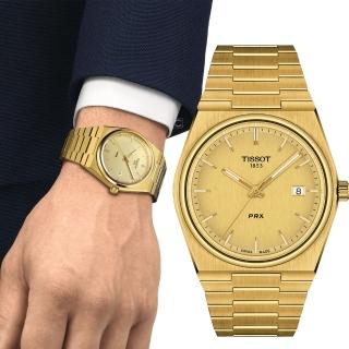 【TISSOT 天梭 官方授權】PRX 40 205 復古風酒桶型時尚男錶-40mm(T1374103302100)