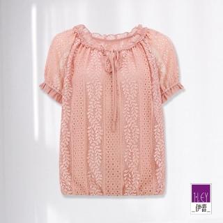 【ILEY 伊蕾】浪漫花卉蕾絲上衣(粉色；M-XL；1232081867)