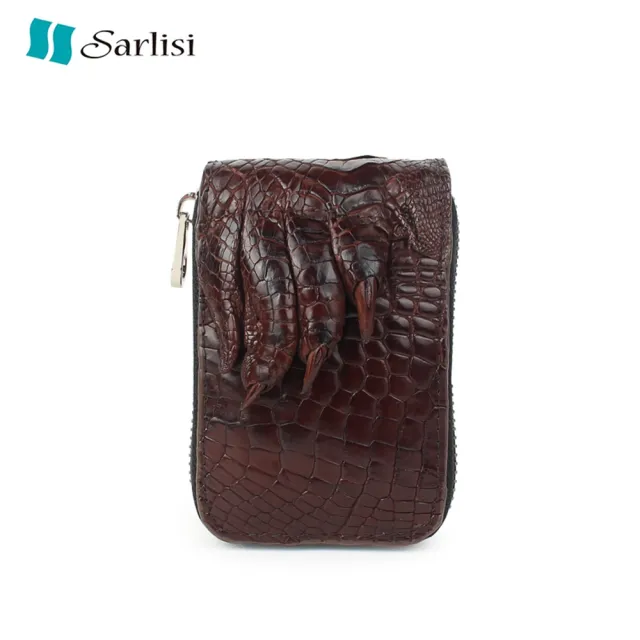 【Sarlisi】泰國進口真皮錢包男款高檔卡包鱷魚皮卡片包商務拉鏈男士風琴證件包