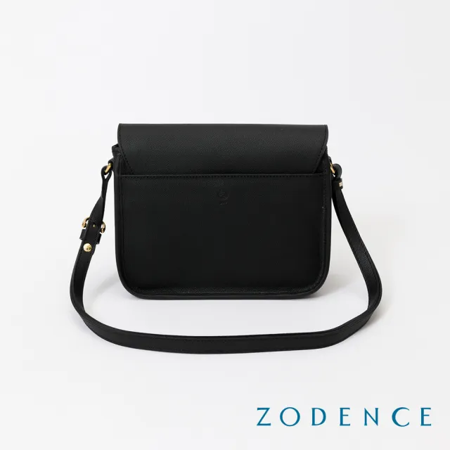 【ZODENCE 佐登司】RENEE進口真皮水滴釦方型斜背包(黑)
