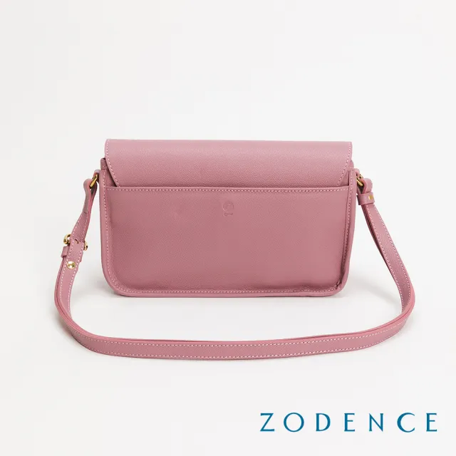 【ZODENCE 佐登司】RENEE進口真皮水滴釦長型斜背包(粉)