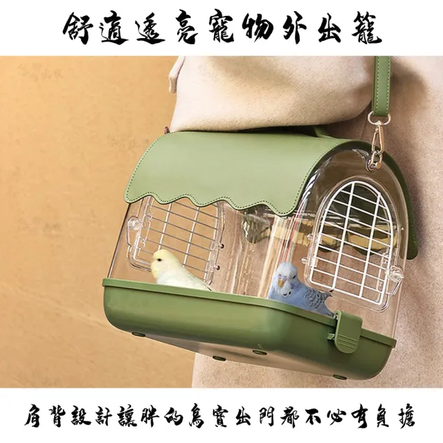 【YOYO 悠悠水族】時尚鸚鵡外出籠_皮革綠(鳥飼料、鸚鵡飼料、鳥用品、鳥玩具、鸚鵡用品、鸚鵡玩具、水晶籠)