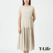 【T.Life】清新素色綁繩設計寬鬆水洗無袖洋裝(2色)