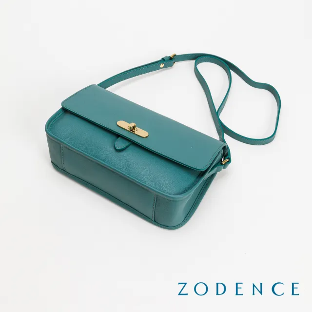 【ZODENCE 佐登司】RENEE進口真皮水滴釦長型斜背包(湖綠)