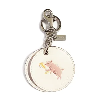 【COACH】隨身鏡鑰匙圈-粉紅小豬