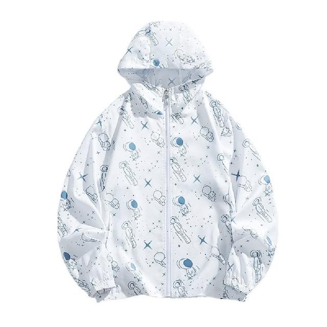 【巴黎精品】現貨+預購 防曬外套情侶夾克(太空人塗鴉防曬連帽男女外套2色a1bq25)
