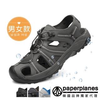【Paperplanes】韓國空運。男女款水陸兩用豬鼻釦設計大孔洞運動溯溪鞋/涼鞋/版型正常(7-1485/深灰/現+預)