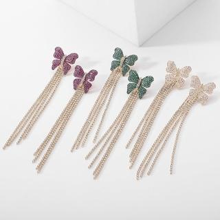 【巴黎精品】現貨+預購 鋯石耳環925純銀耳針(蝴蝶長流蘇兩戴生日母親節禮物女飾品4色p1bk18)