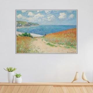 《通往布維爾海岸的小路》莫內Monet．印象派畫家 世界名畫 經典名畫 風景油畫-白框40x60CM