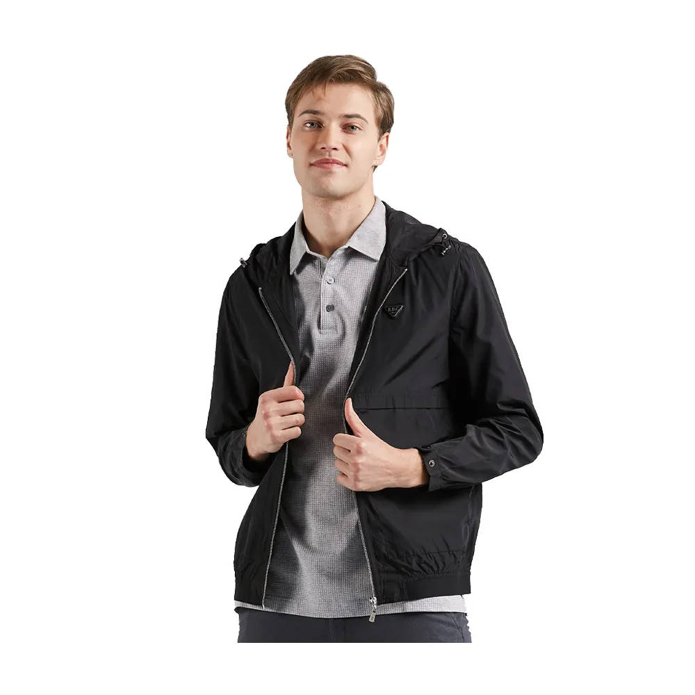 【ROBERTA諾貝達】男裝 韓國素材 休閒活力連帽夾克(黑)