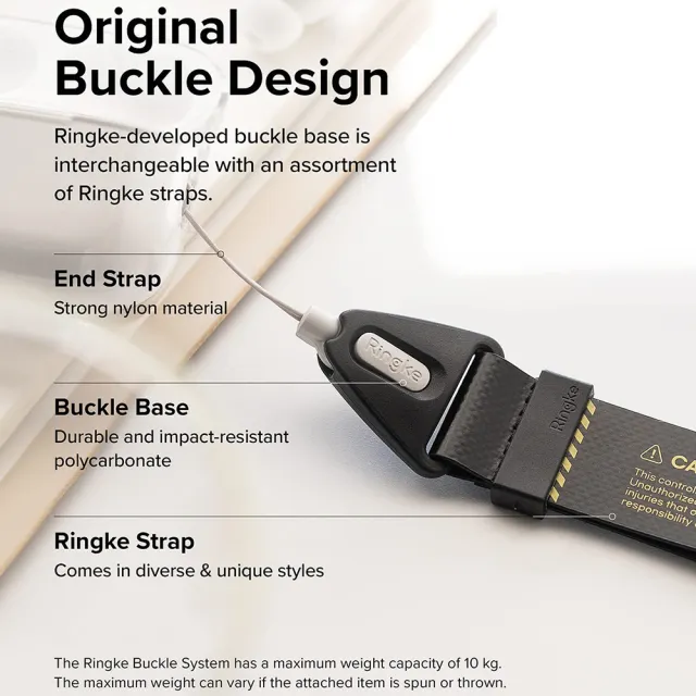 【Ringke】Design Hand Strap 寬版手腕掛帶 2023新款 黑尺 危險 藍 黃 紅 黑(多用途寬版手腕掛帶 / 掛繩)