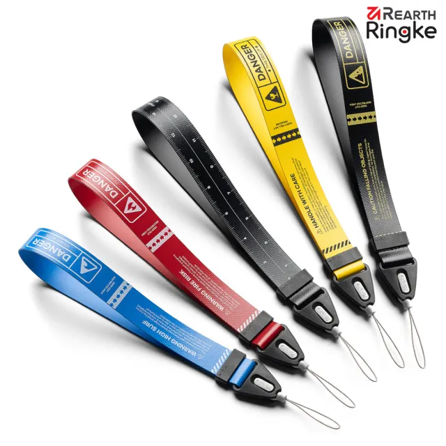 【Ringke】Design Hand Strap 寬版手腕掛帶 2023新款 黑尺 危險 藍 黃 紅 黑(多用途寬版手腕掛帶 / 掛繩)