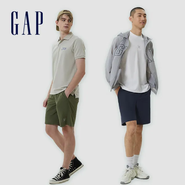 【GAP】男裝 Logo彈力抽繩鬆緊短褲 輕透氣系列-多色可選(602717)