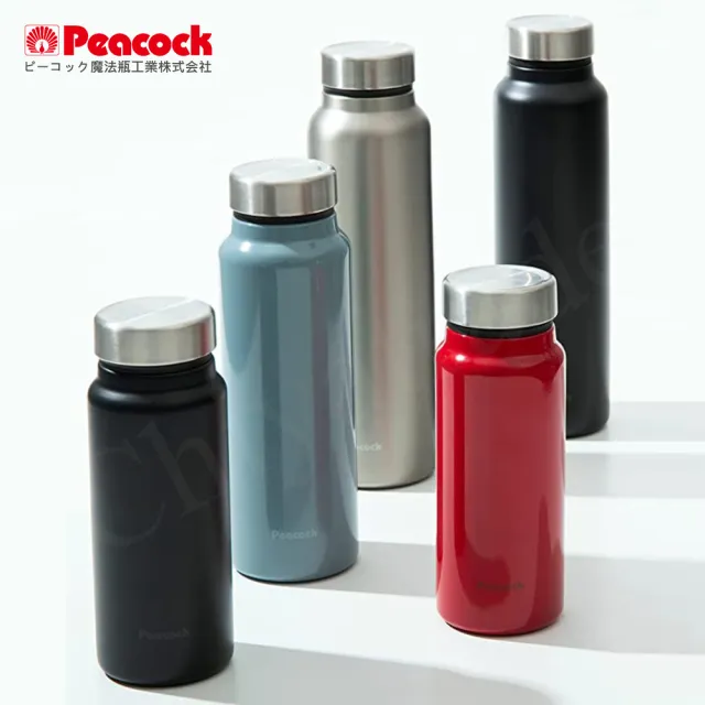 【Peacock 日本孔雀】商務休閒 不鏽鋼保冷保溫杯400ML-灰藍(輕量化設計)(保溫瓶)