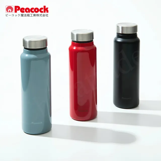 【Peacock 日本孔雀】商務休閒 不鏽鋼保冷保溫杯400ML-灰藍(輕量化設計)(保溫瓶)