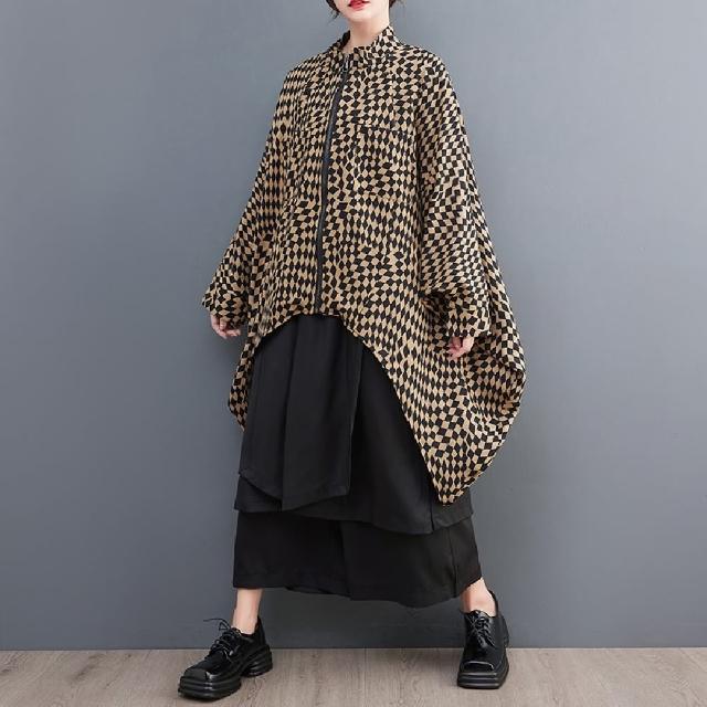 【巴黎精品】現貨+預購 襯衫長袖上衣(寬鬆印花格子造型女裝2色a1bt6)