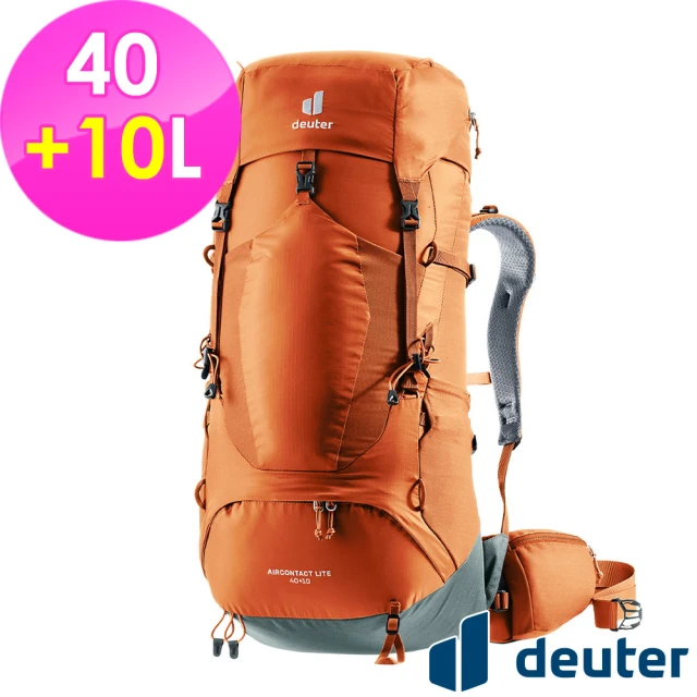 deuter AIRCONTACT LITE拔熱式透氣背包40L+10L(3340123橘/長途登山包/自助背包客/休閒旅遊包)