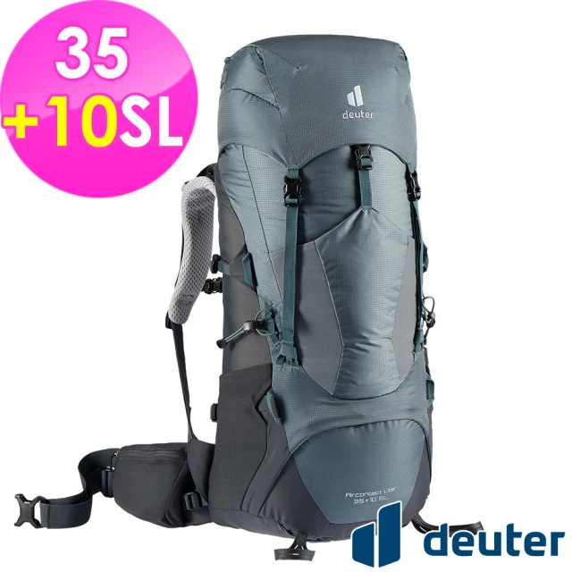 deuter AIRCONTACT LITE拔熱式透氣背包35L+10SL(3340221深灰/黑/窄肩款/長途登山/自助背包客/休閒旅遊)