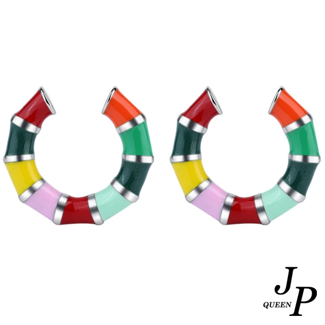【Jpqueen】七彩糖果滴油馬蹄圈圈耳環(彩色)