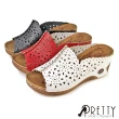 【Pretty】女 厚底 楔型 拖鞋 輕量 防水台(紅色、白色、黑色)