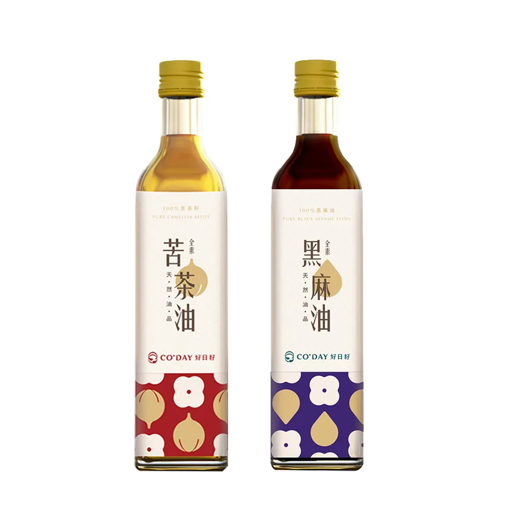 【梅山茶油合作社】CODAY好日籽苦茶油組合(苦茶油500ml+黑麻油500ml)