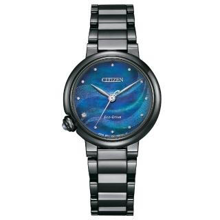 【CITIZEN 星辰】女神魅力真鑽光動能時尚女錶-藍x黑/30mm 母親節限定(EM0915-86N)