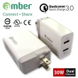 【AMBER】30W足瓦 QC3.0高通認證雙端口USB充電器(QC3.0+2.4A雙孔充電)