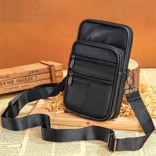 【米蘭精品】現貨+預購 腰包真皮側揹包(精緻大容量牛皮父親節禮物男包包2色74et11)