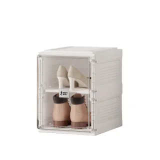 【hoi! 好好生活】ANTBOX 螞蟻盒子 免安裝折疊式鞋盒2格無色款(透明門板 磁吸式 收納盒)