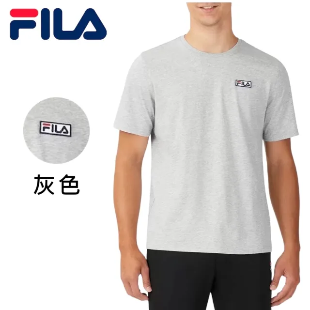 【FILA】圓領棉質電繡字母貼布短袖T恤 短TEE(FILA 短袖 短TEE)