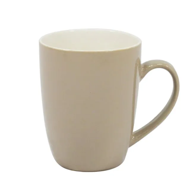 【YU Living 信歐傢居】彩色新骨瓷馬克杯 早餐杯 陶瓷咖啡杯 320ML(3色任選/藍.白.灰色)