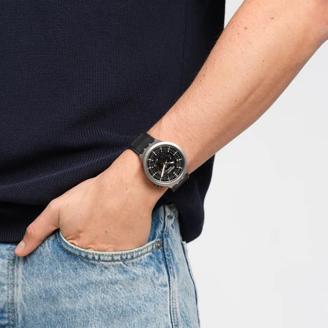 【SWATCH】DARK IRONY 大錶面金屬手錶/男錶/女錶/瑞士製造 SB07S105(47mm)