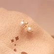 【焦糖小姐 Ms caramelo】925純銀鍍14K黃 淡水珍珠耳環(單顆珍珠 鋯石耳環)