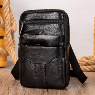 【米蘭精品】現貨+預購 腰包真皮側揹包(休閒多工牛皮父親節禮物男包包74et4)