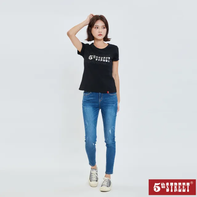 【5th STREET】女裝 牛仔褲 直筒褲 長褲 牛仔 中藍(9A4742)