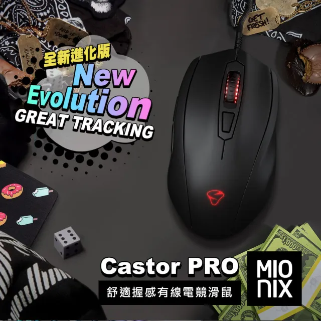 【Mionix】Castor PRO舒適握感有線電竸滑鼠(人體工學)