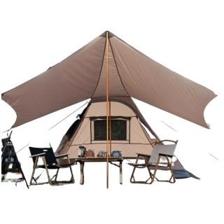 【May Shop】印第安金字塔帳篷3-4人野營折疊天幕防風雨抗紫外線露營帳(大前庭遮陽帳)