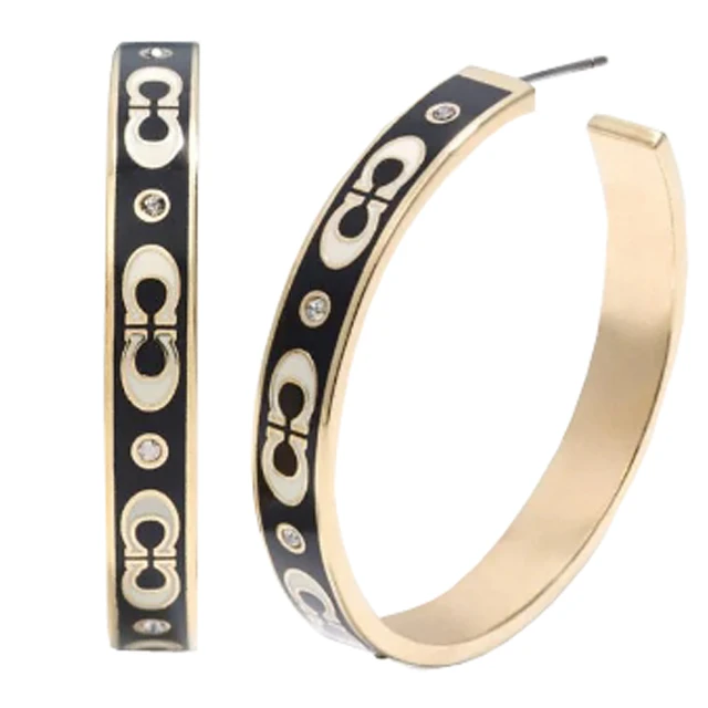 COACH COACH LOGO純棉白字圓領短袖T恤(女款/