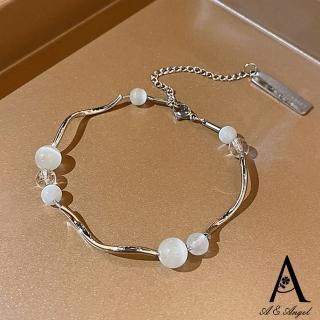 【ANGEL】貓眼氣泡珠圓弧設計手鍊(銀色)